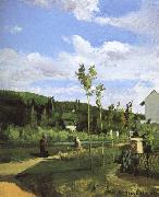 Walking along the village Camille Pissarro